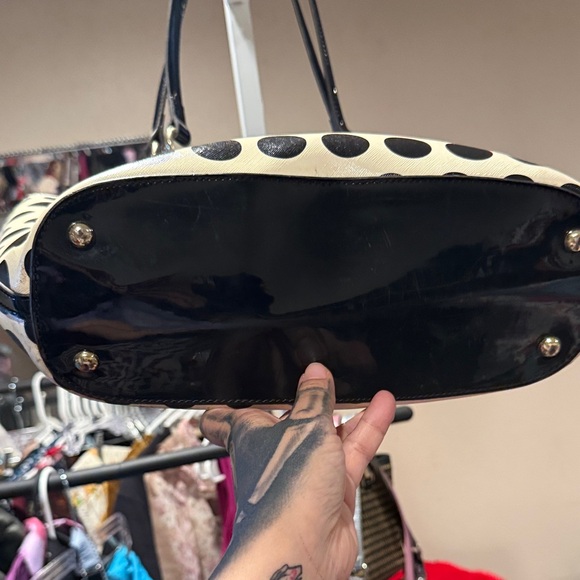 Anne Klein Polka Dot Tote Bag - Black and Cream - Picture 8 of 14